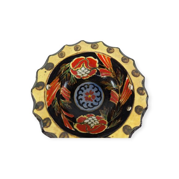 Vintage Japanese Stoneware Bowl w/ 3 Holes Noodle Bowl Ripple Rim - Picture 8 of 10